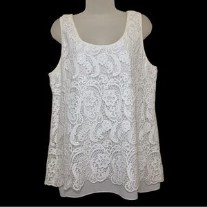 CAbi Lace Sleeveless Top Shell Size L